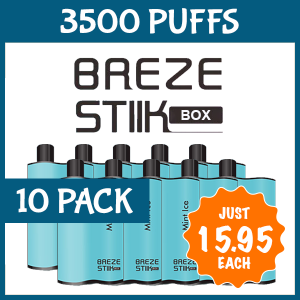 10 PACK MINT ICE – BREZE STIIK BOX – 3500 PUFFS