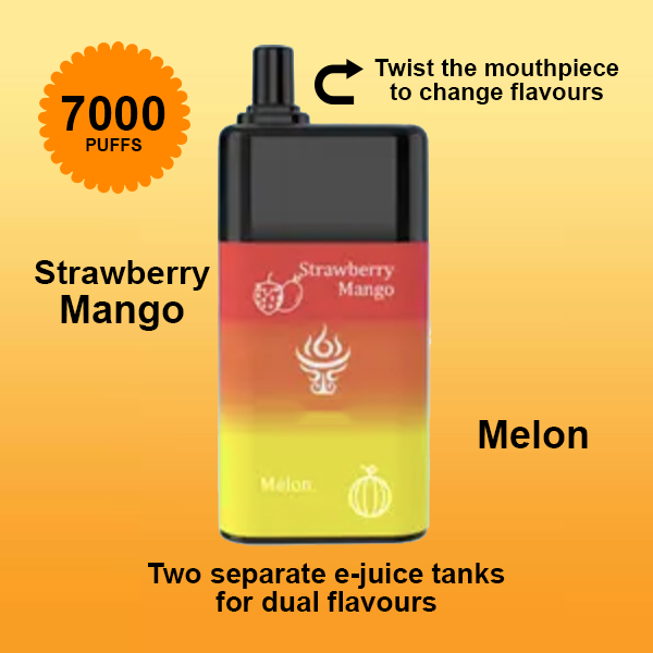STRAWBERRY MANGO + MELON – MOOODAN DUAL FLAVOUR – 7000 PUFFS